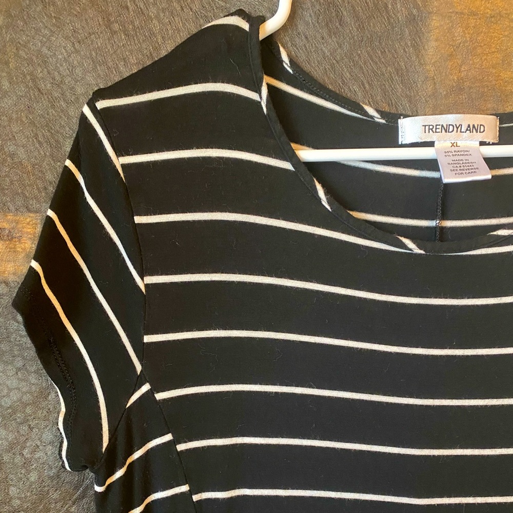 Black and White striped Flowy dress with pockets